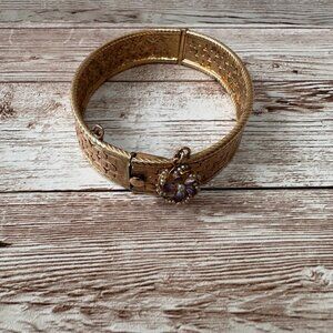 Victorian Winard Gold Enamel Black Enamel Taille D'Epargne Bangle Bracelet